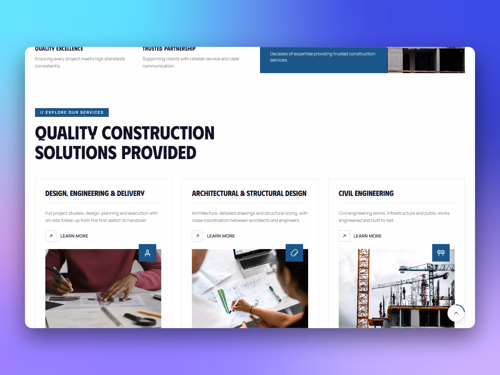 Services page listing CITIVA Consult's engineering services